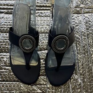Impo Black Sandals with Silver Detail